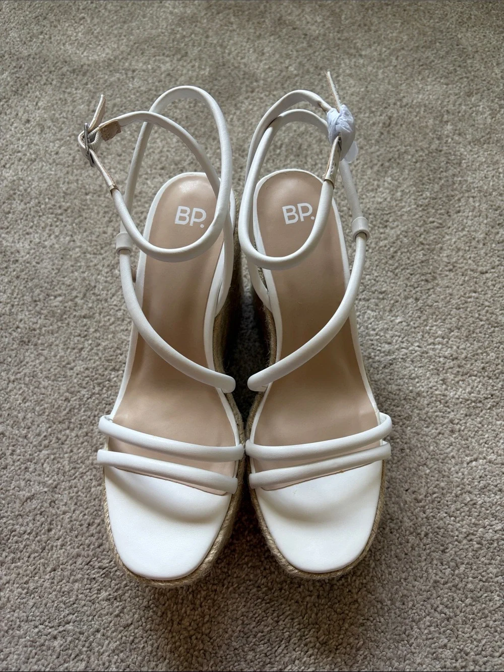 NIB bp White Espadrille Ankle-Strap Wedge Sandals